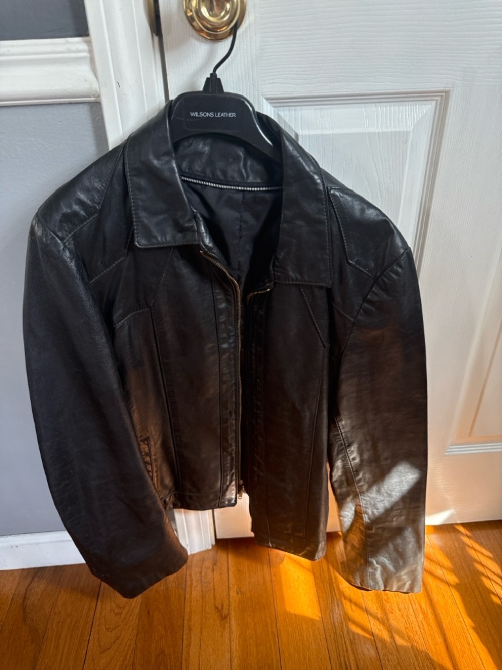 Wilsons Leather Black Leather Bomber Jacket - Men's Large (size 44)